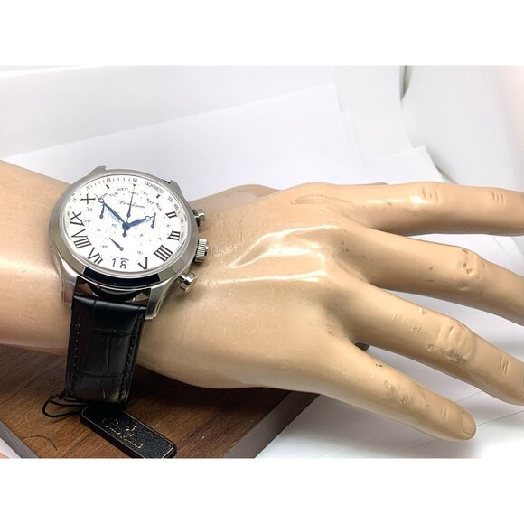 Pierre Laurent Men's Watch 28221 Chronograph Swiss Quartz Silver Dial Day Date - Picture 5 of 14